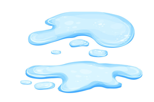 设置水坑卡通风格孤立在白色背景。溢出，湖或液体。设计元素。季节性的对象。矢量图图片下载