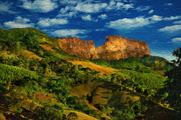 Bau峰在巴西的丘陵景观与森林图片下载