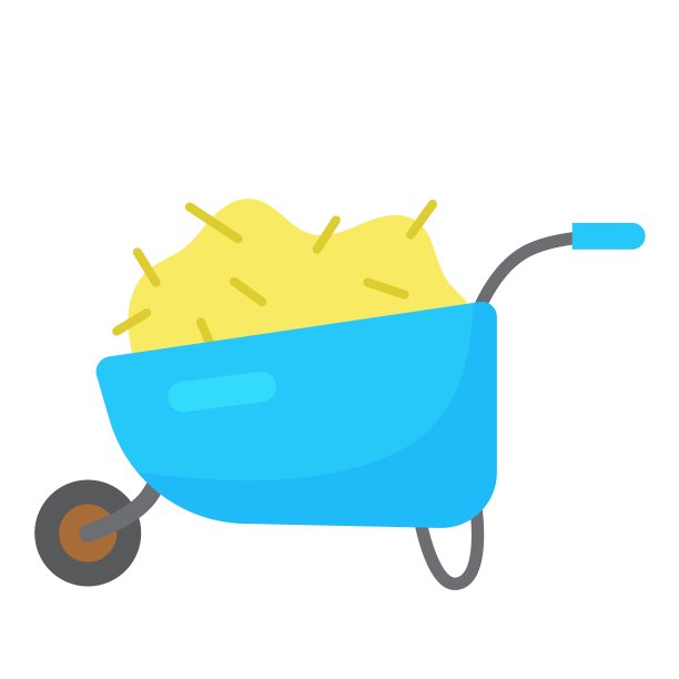 花园独轮手推车。巴罗车。花园的主题，作物的概念。卡通平面风格的农场和园艺工具和设备。印刷儿童书籍，农场商店，收获设计和装饰图片下载