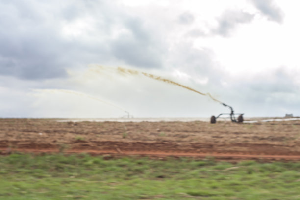 种植飞溅的水滋润作物和天空图片下载