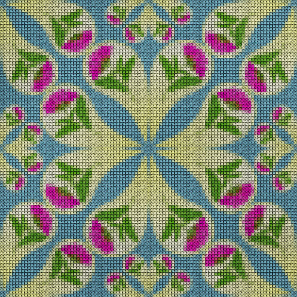 插图。十字绣。装饰曼荼罗。纹理的鲜花。连续复制的无缝模式。植物的背景,拼贴图片下载