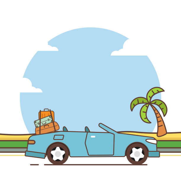 夏季概念车插图图片下载