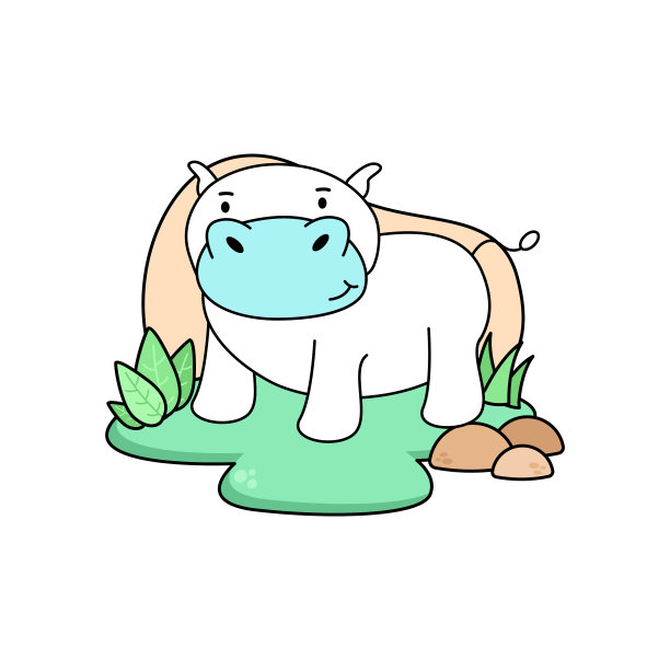河马插图为背景图片下载