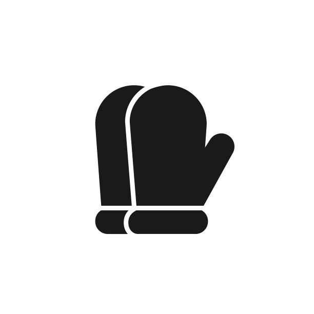 对连指手套孤立的黑色图标在白色背景。冬装的剪影。标志平面设计。冬季运动装备。图片下载