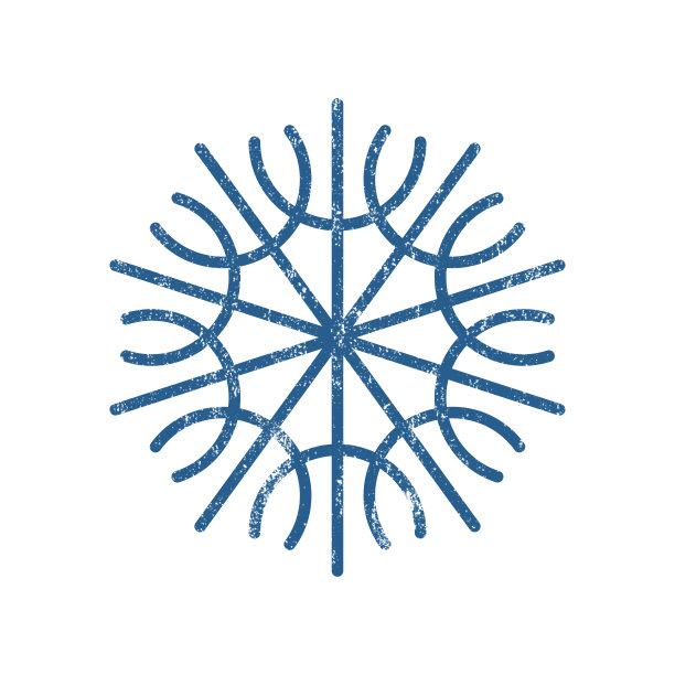 圣诞装饰设计元素——蓝色雪花，具有雪花纹理效果。图片下载