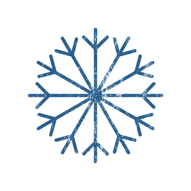 圣诞装饰设计元素——蓝色雪花，具有雪花纹理效果。图片下载