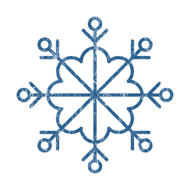 圣诞装饰设计元素——蓝色雪花，具有雪花纹理效果。图片下载