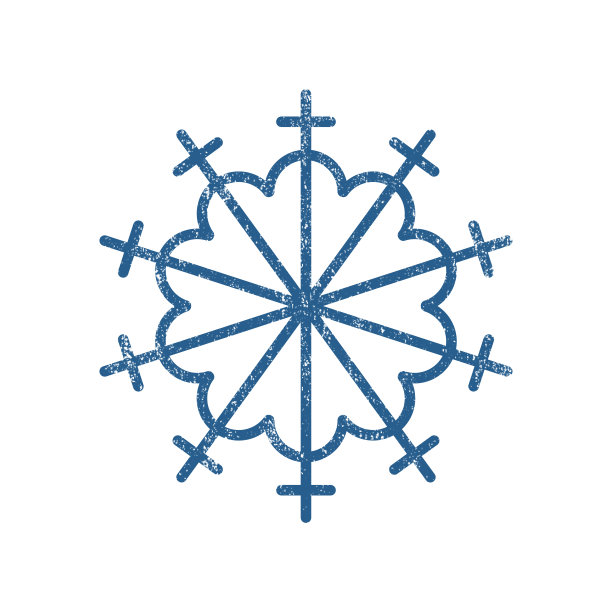 圣诞装饰设计元素——蓝色雪花，具有雪花纹理效果。图片下载