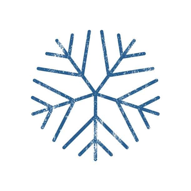 圣诞装饰设计元素——蓝色雪花，具有雪花纹理效果。图片下载