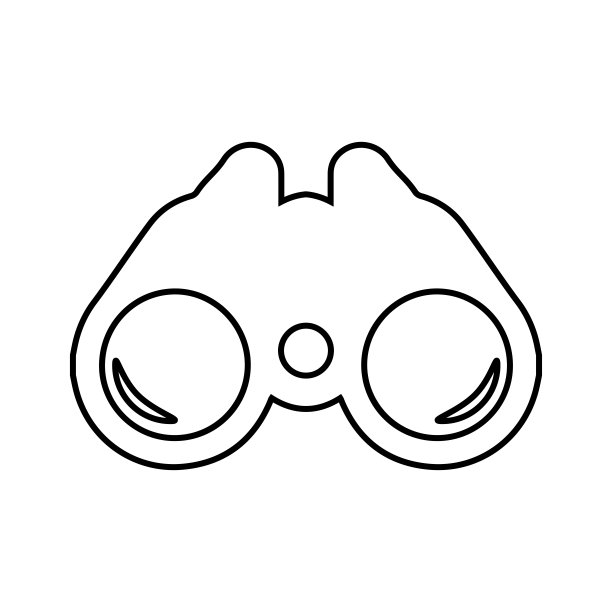 双筒望远镜图标。一种便携式光学装置，由两个光学管和透镜连接在一起。图片下载