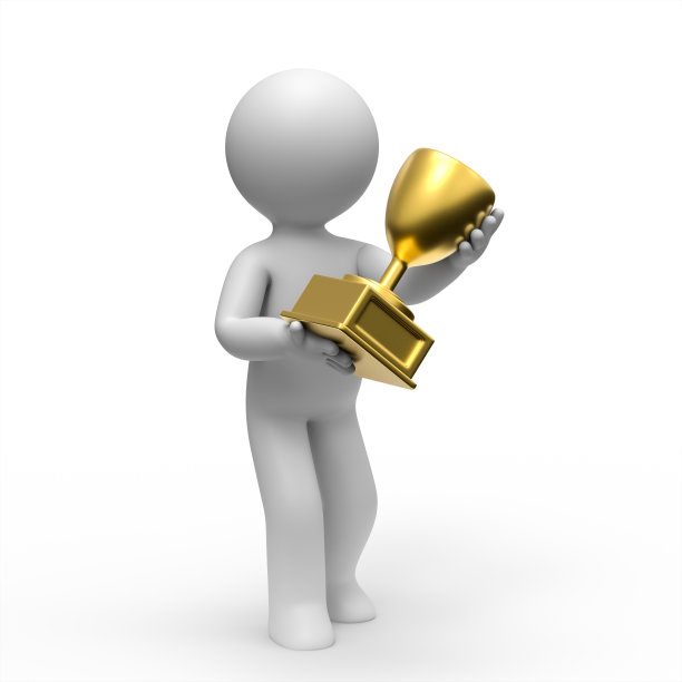 3d男子手持金杯。图片下载
