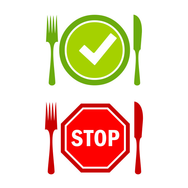 健康和危险食物矢量图标图片下载