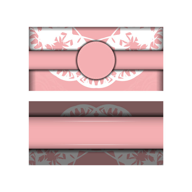 模板贺卡粉红色与复古白色装饰准备印刷。图片下载