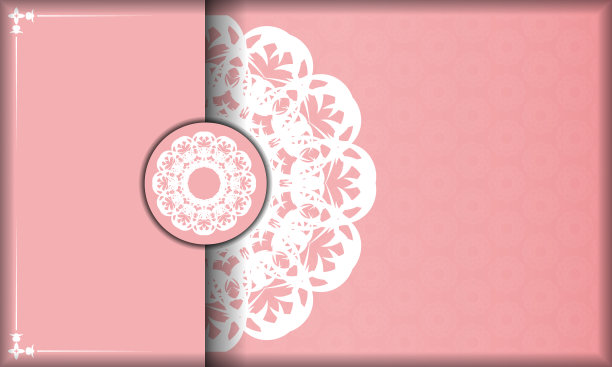 粉红色横幅模板与曼荼罗白色装饰和地方为您的徽标或文本图片下载