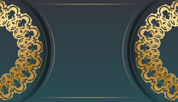 梯度绿色梯度小册子模板与印度黄金模式准备的排版。图片下载