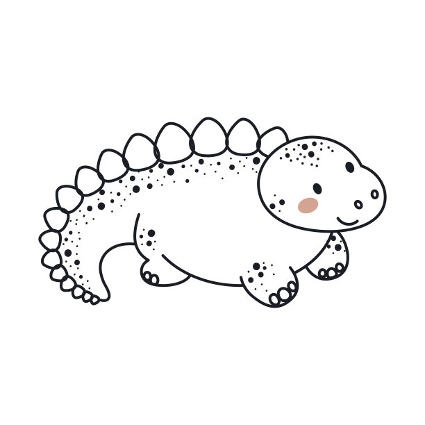 可爱的恐龙轮廓素描风格。有趣的卡通恐龙儿童卡片，婴儿送礼会，t恤，生日邀请，房子内部。波西米亚幼稚矢量插图。图片下载