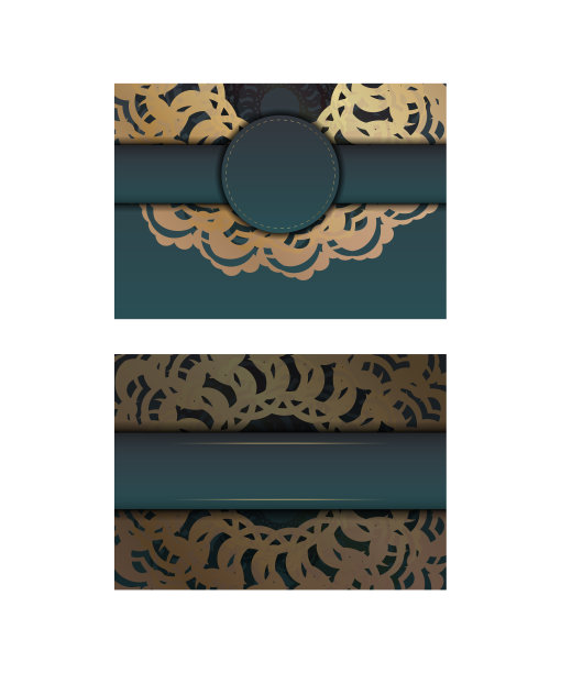 传单模板与梯度绿色与印度金色图案祝贺你。图片下载