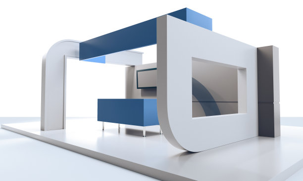 零售贸易站模型，POS促销柜台，3D渲染图片下载