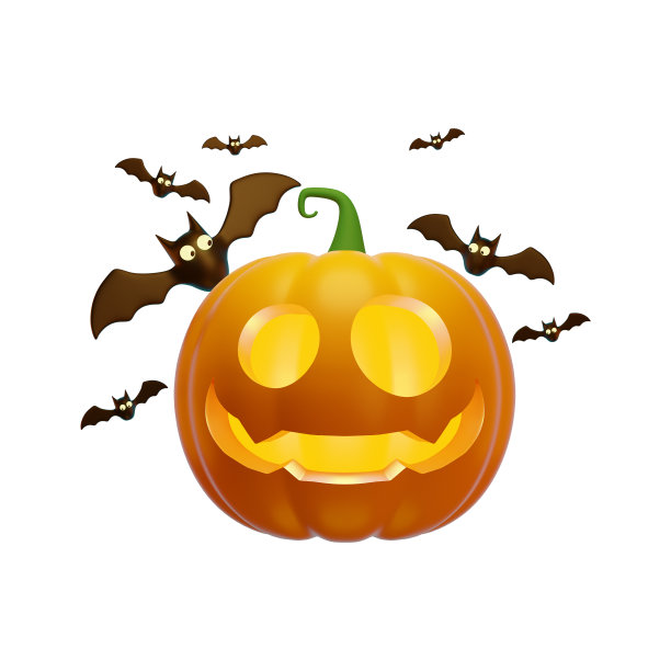 南瓜灯和飞行蝙蝠图片下载