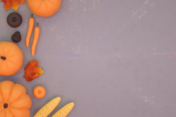 快乐的感恩节背景，秋天的作文，南瓜和树叶图片下载