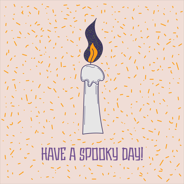 矢量手绘万圣节卡片与魔法蜡烛矢量插图，eps股票插图图片下载