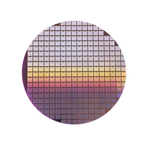 硅片与芯片隔离在白色背景上图片下载