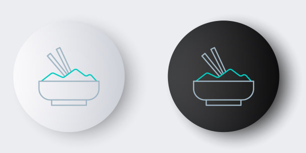 用筷子在碗里排列米饭图标孤立图片下载