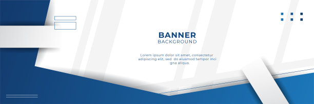 商务网络研讨会横向横幅设计。现代旗帜设计与深蓝色和白色的背景颜色和地方的照片。可用于横幅，封面和标题。图片下载