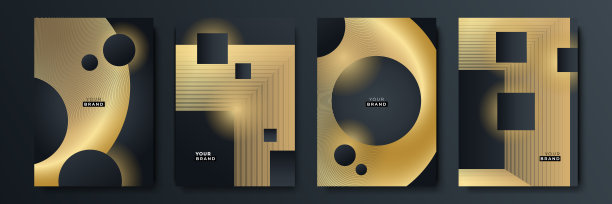 现代奢华尊贵典雅的金黑色抽象背景与线条纹理图案图片下载