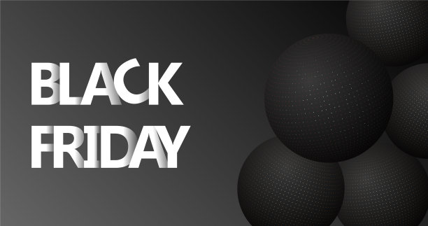 现实的黑色星期五水平销售横幅矢量设计插图孤立在黑色背景。图片下载