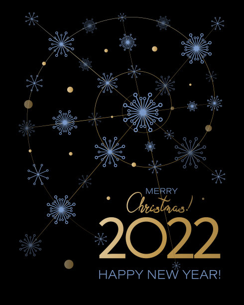 新年贺卡。螺旋2022。圣诞节的背景是雪花。快乐的寒假。图片下载