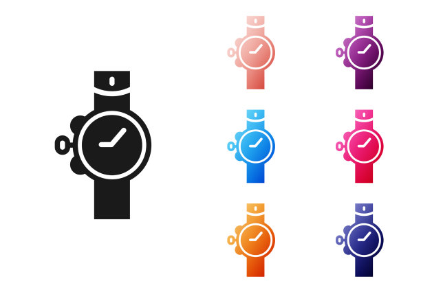 黑色腕表图标隔离在白色上图片下载