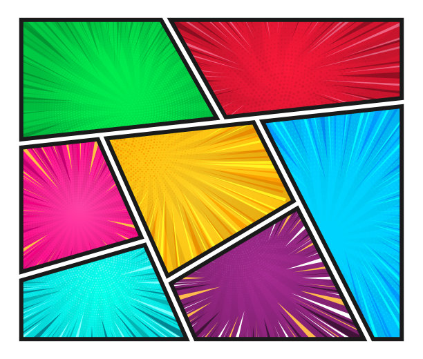 大套漫画书背景在不同的颜色径向图片下载