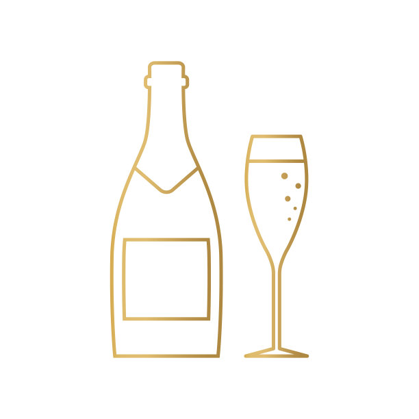 金色香槟酒瓶和酒杯，干杯，新年之夜图片下载