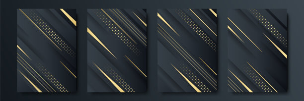 套黑色和金色的设计模板为封面，小册子，传单，移动技术，应用程序，和在线服务，印刷标志，标志，横幅。摘要现代背景图片下载
