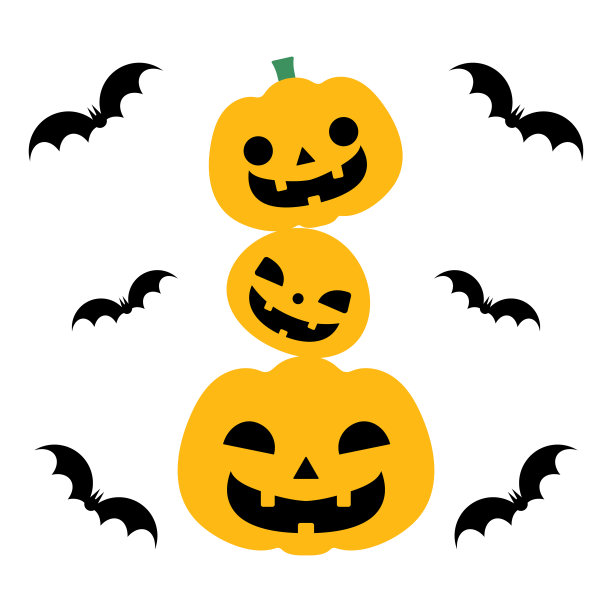万圣节南瓜和蝙蝠的插图图片下载