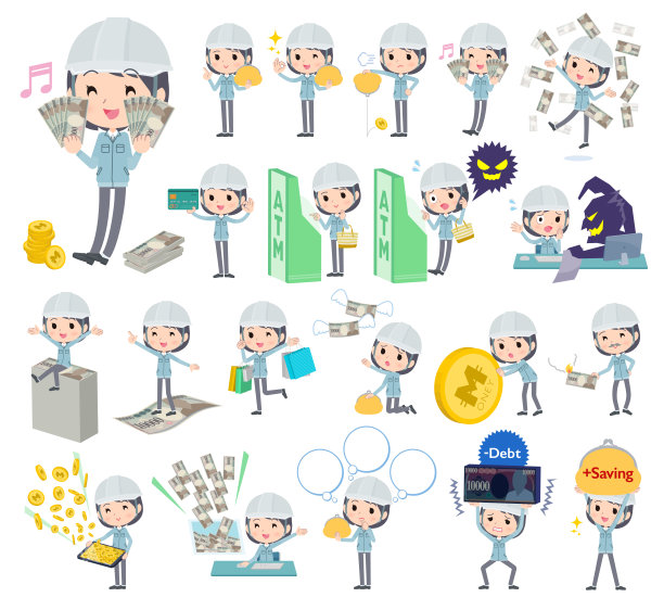 一组工地领班女工关心金钱和经济图片下载