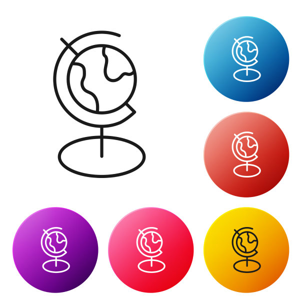 黑线地球地球仪图标孤立在白色图片下载