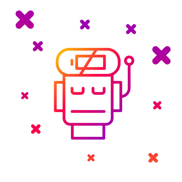 彩色线机器人低电量图标隔离图片下载