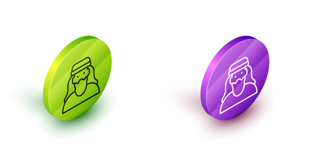 等距线穆斯林男子图标孤立在白色图片下载