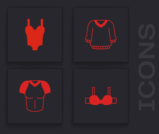 设置胸罩，泳衣，毛衣和t恤图标图片下载