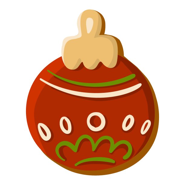 圣诞球饼干，新年蛋糕，可爱的插图孤立在白色的背景。向量图片下载