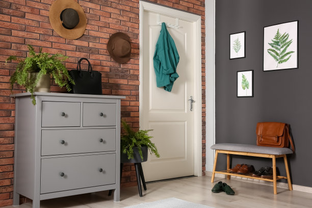 带有时尚家具的现代走廊。室内设计图片下载