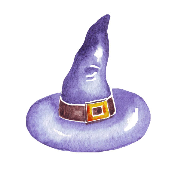 女巫帽子。水彩插图图片下载
