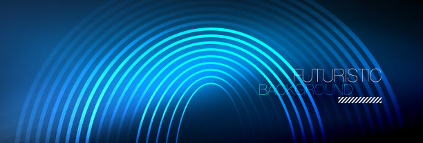 暗抽象背景与发光的霓虹灯圈图片下载