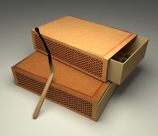 火柴棍和火柴盒的超现实场景图片下载