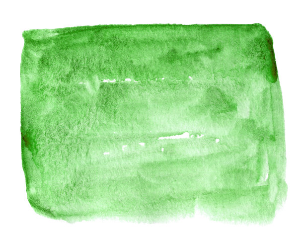 摘要以绿色水彩形状为背景，隔离在白色上。水彩剪辑艺术为您的设计图片下载