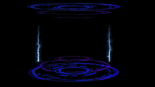 数字实验室深蓝色胶囊用激光和响雷闪电图片下载