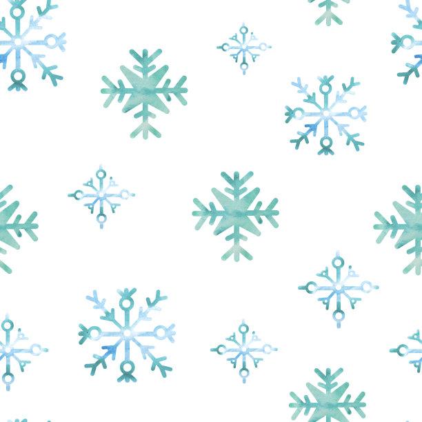 水彩无缝图案与蓝色，粉红色，紫色雪花。下雪，冬天，寒假。圣诞和新年的风格。图片下载