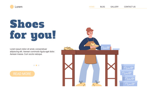 网横幅生产的鞋与鞋匠包装成盒子的鞋。图片下载